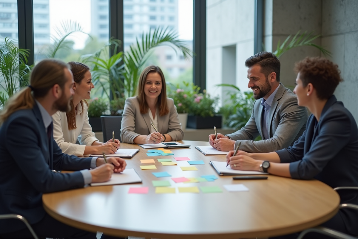Groupe de travail en séance de coaching collaboratif