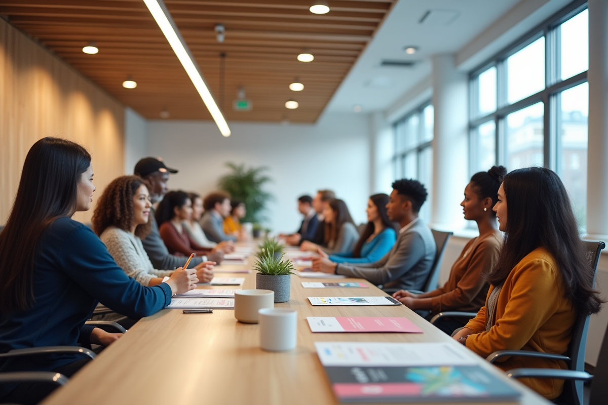 Personnes dans une salle d