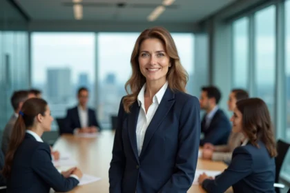 Femme d'affaires en réunion dans un bureau moderne